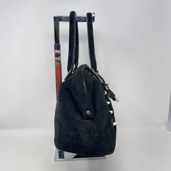 Circle Y Sibyls Collection Western Satchel Black Suede Leather Silver Buckle NFR - Picture 5 of 10